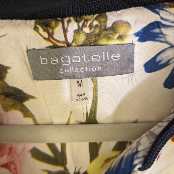 Bagatelle Floral Cream Satin Bomber Jacket Zip Front Lightweight Size M - Picture 4 of 14